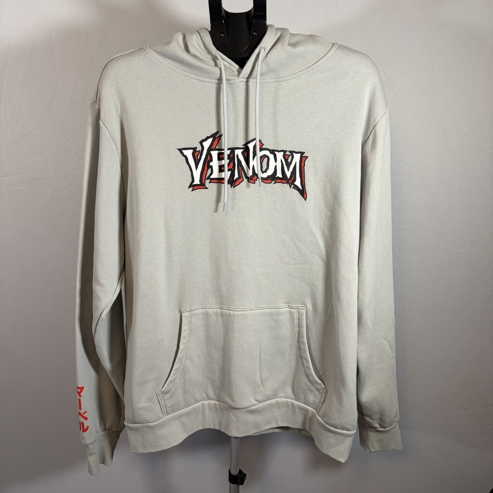 Spiderman Venom Sweatshirt Mens Medium Gray Hoodie Marvel Lounge Comic Cosplay
